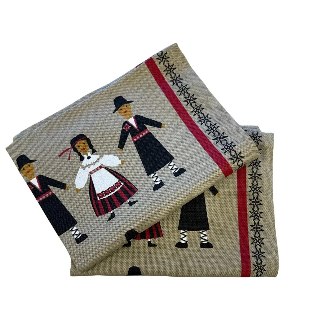 Linen Paradise Estonia 100% Linen Folk Art 2 Tea Towels NEW Traditional Costume